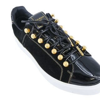 BALMAIN | B-Court Patent & Suede Sneakers