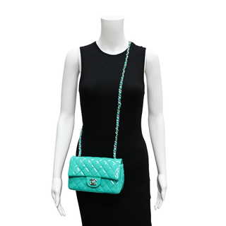 CHANEL | Turquoise Patent Mini Classic Single Flap Bag