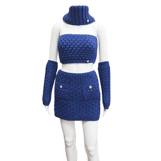 CHANEL | Blue 3PC Knit Top Set