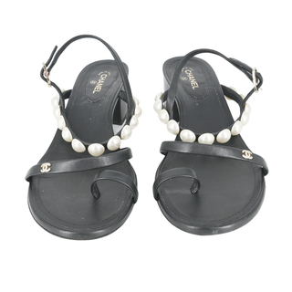 CHANEL | Strappy Pearl Leather Sandals