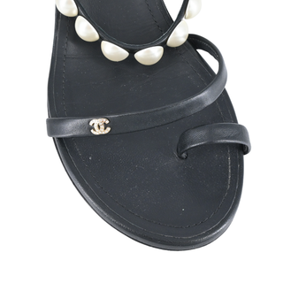 CHANEL | Strappy Pearl Leather Sandals