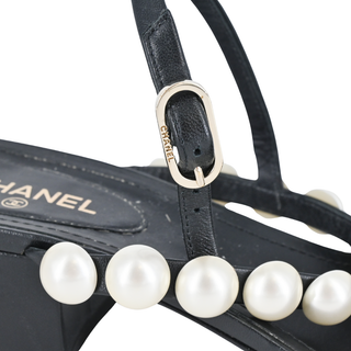 CHANEL | Strappy Pearl Leather Sandals