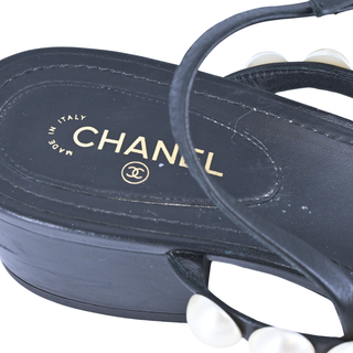 CHANEL | Strappy Pearl Leather Sandals