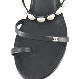 CHANEL | Strappy Pearl Leather Sandals