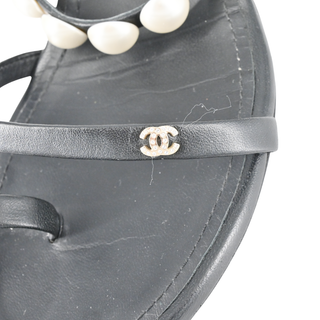 CHANEL | Strappy Pearl Leather Sandals