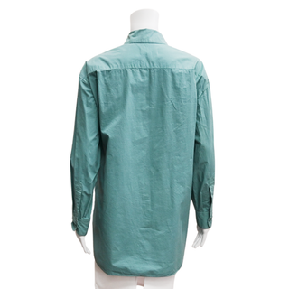 NILI LOTAN | Teal Cotton Poplin Yorke Shirt