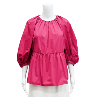 OSCAR DE LA RENTA | Shirred Poplin Bow Back Blouse