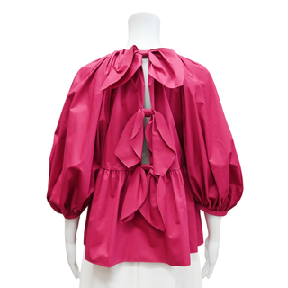 OSCAR DE LA RENTA | Shirred Poplin Bow Back Blouse