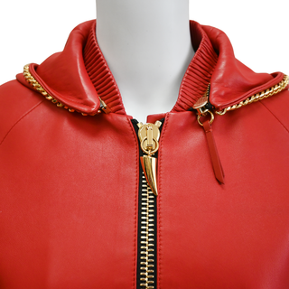 GIUSEPPE ZANOTTI | Red Leather Chain Jacket