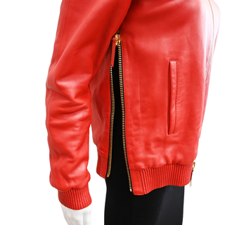 GIUSEPPE ZANOTTI | Red Leather Chain Jacket