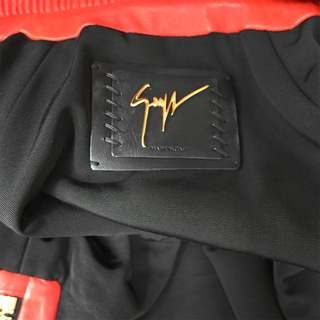 GIUSEPPE ZANOTTI | Red Leather Chain Jacket