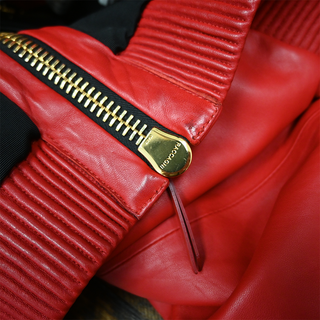 GIUSEPPE ZANOTTI | Red Leather Chain Jacket