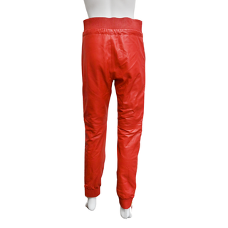 GIUSEPPE ZANOTTI | Red Leather Zipper Jogger Pants