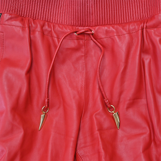 GIUSEPPE ZANOTTI | Red Leather Zipper Jogger Pants