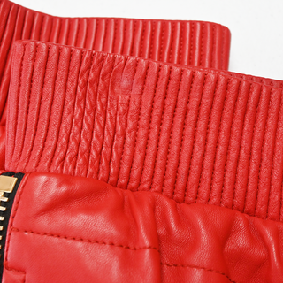 GIUSEPPE ZANOTTI | Red Leather Zipper Jogger Pants