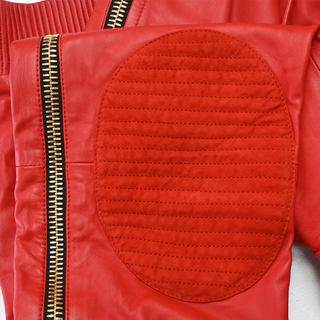 GIUSEPPE ZANOTTI | Red Leather Zipper Jogger Pants