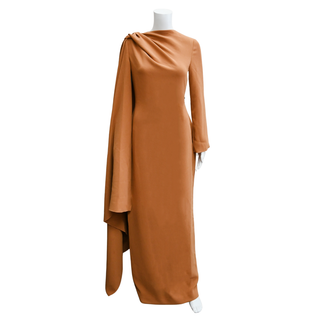 Lydia Asymmetric Draped Crepe Gown