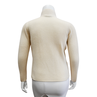 BRUNELLO CUCINELLI | Cream Ribbed Knit Zip Jacket