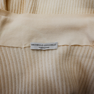 BRUNELLO CUCINELLI | Cream Ribbed Knit Zip Jacket