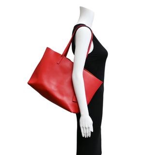 YSL | Red Leather Shopping Tote Bag