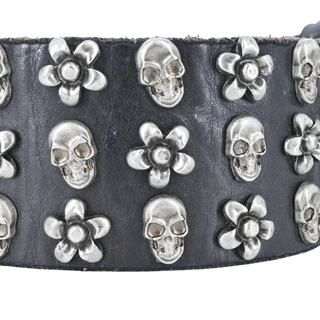 KING BABY | Skull & Floral Studded Leather Belt