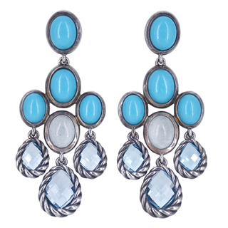 DAVID YURMAN | Turquoise & Blue Topaz Chandelier Earrings