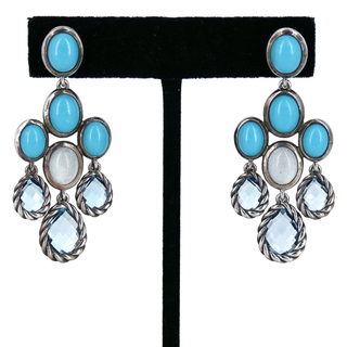 DAVID YURMAN | Turquoise & Blue Topaz Chandelier Earrings