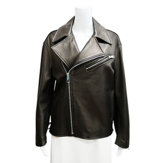 NILI LOTAN | Avoye Bronzed Leather Biker Jacket