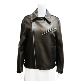 NILI LOTAN | Avoye Bronzed Leather Biker Jacket