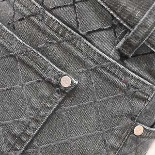 CHANEL | Charcoal Quilted-Pattern Skinny Jeans