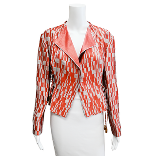 GIORGIO ARMANI | Red & Gray Jacquard Jacket