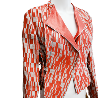 GIORGIO ARMANI | Red & Gray Jacquard Jacket