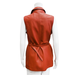 LORO PIANA | Burnt Orange Belted Leather Vest