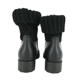 MONCLER | Black Rubber Fold-Over Knit Booties