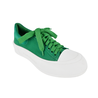 ALEXANDER MCQUEEN | Deck Plimsoll Green Canvas Sneakers