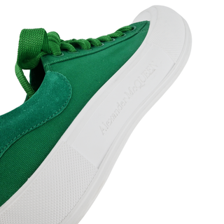 ALEXANDER MCQUEEN | Deck Plimsoll Green Canvas Sneakers