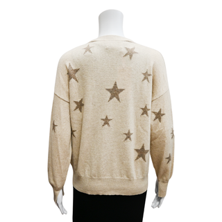 KHAN BOGD | Beige Cashmere Star Cardigan