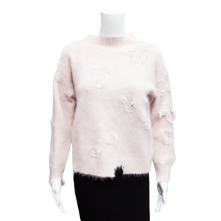 R13 | Light Pink Shrunken Deconstructed Sweater