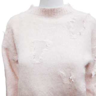 R13 | Light Pink Shrunken Deconstructed Sweater