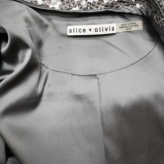 ALICE + OLIVIA | Gray Sequin Open Coat