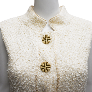 OSCAR DE LA RENTA | Ivory & Gold Tweed Dress