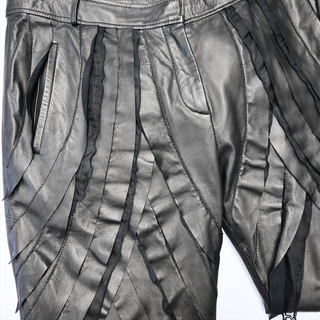 VALENTINO | Ruffled Leather & Silk Pants