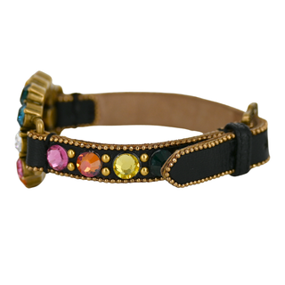 GUCCI | Rainbow Crystal Double G Leather Bracelet