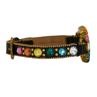 GUCCI | Rainbow Crystal Double G Leather Bracelet