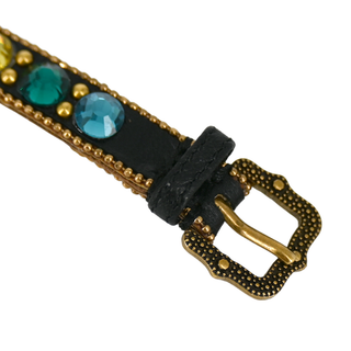 GUCCI | Rainbow Crystal Double G Leather Bracelet