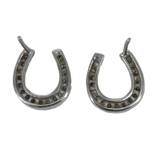 &nbsp; | Pave Diamond Horseshoe Stud Earrings