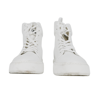 GANNI | Egret Faux-Leather High-Top Sneakers