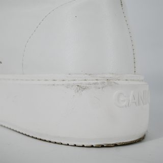 GANNI | Egret Faux-Leather High-Top Sneakers