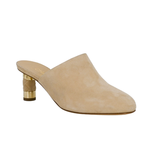 CHANEL | Beige Suede Heeled Mules