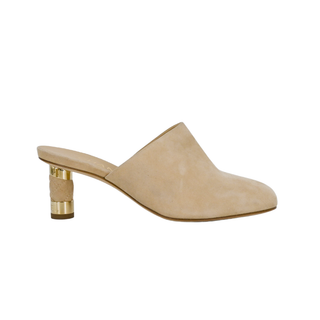 CHANEL | Beige Suede Heeled Mules